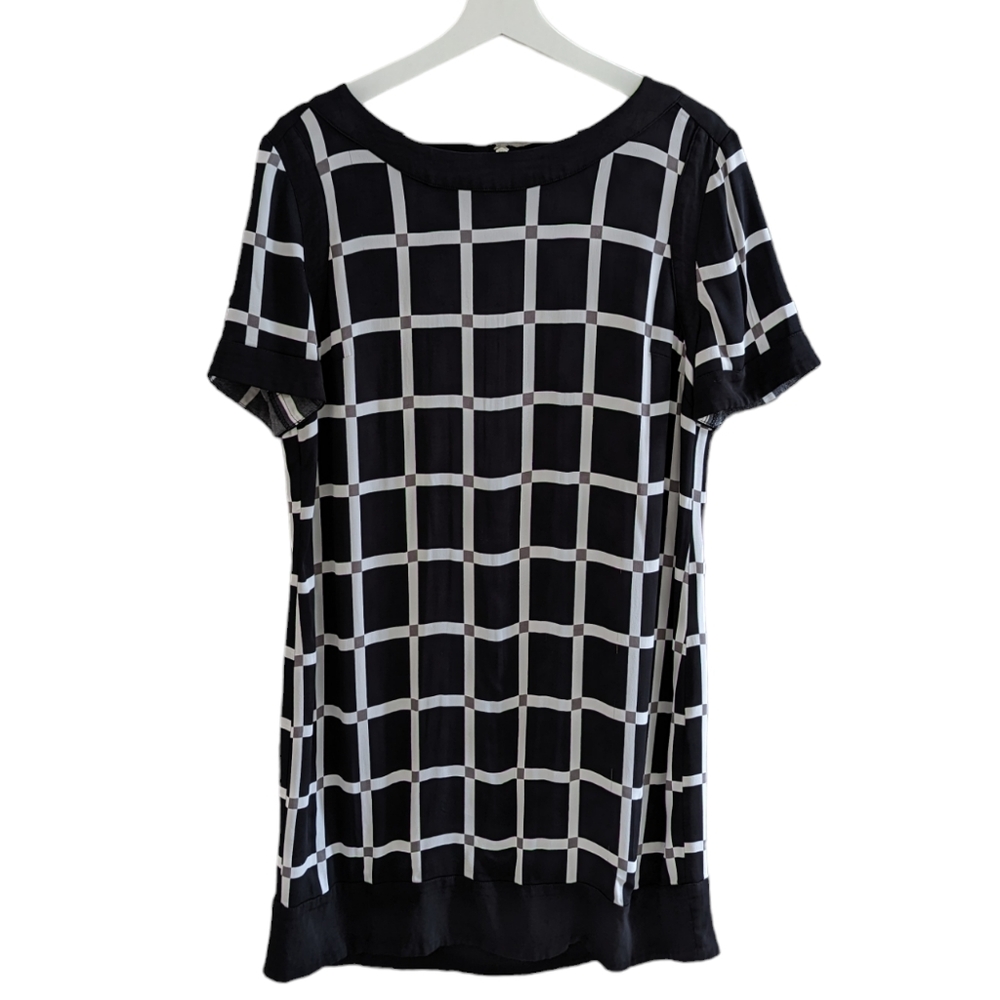 Michael Kors Women's Black White Buffalo Check Plaid Knee Length Dress Size 14 L